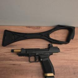 PISTOLET CANIK TP9 SFX II CUSTOM NOIR/OR 9MM LUGER POINT ROUGE MECANIK CROSSE AMBASE CANIK