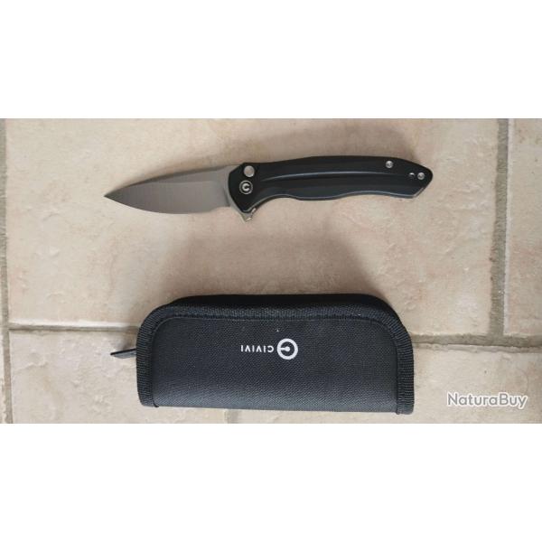 Civivi Button Lock Kitefin Black Aluminium 14C28N
