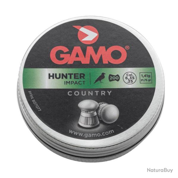 BOITE DE PLOMBS HUNTER T�TE RONDE CAL. 6.35MM X200 - GAMO