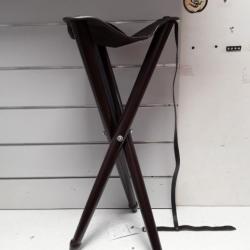 TREPIED CUIR ET BOIS FONC&Eacute; LOVERGREEN HAUTEUR 75 CM