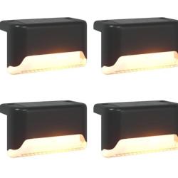 Lampes solaires ext&eacute;rieures ABS blanc chaud avec pique de sol r&eacute;sistantes lot 4