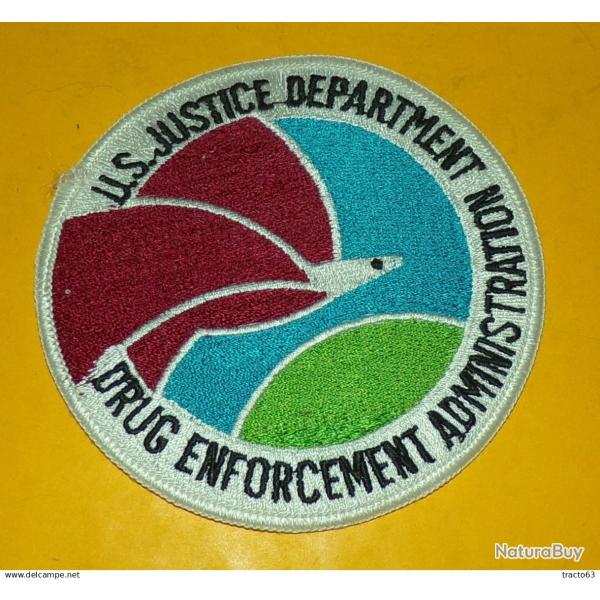 TISSU  :�U.S JUSTICE DEPARTMENT , DRUG ENFORCEMENT ADMINISTRATION   , DIAMETRE 10�CM , BON ETAT VOIR