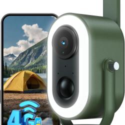 Cam&eacute;ra Surveillance 4G LTE Magn&eacute;tique avec Carte SIM 2K HD 6,000mAh Batterie PIR D&eacute;tection Humaine