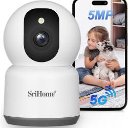 Cam&eacute;ra de Surveillance 5MP 2.4GHz/5GHz WiFi, D&eacute;tection de Mouvement Humain