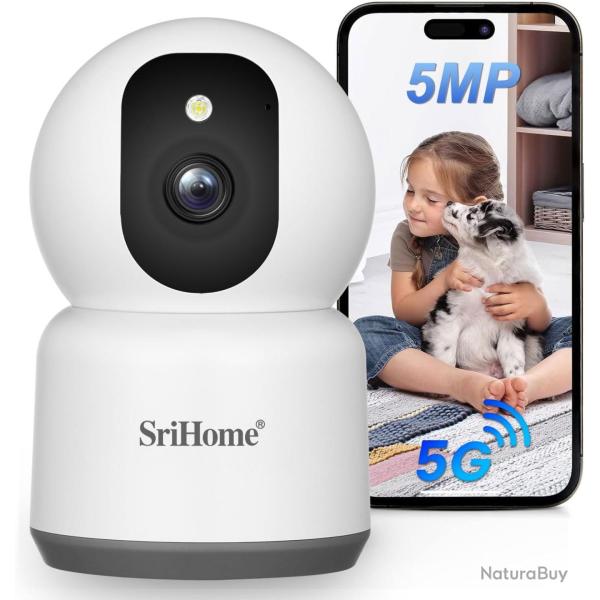 Cam�ra de Surveillance 5MP 2.4GHz/5GHz WiFi, D�tection de Mouvement Humain