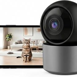 Cam&eacute;ra S&eacute;curit&eacute; Int&eacute;rieur -- Babyphone Animal B&eacute;b&eacute; 3MP 1296p Panoramique WiFi Double Bande 2.4/5GHz,