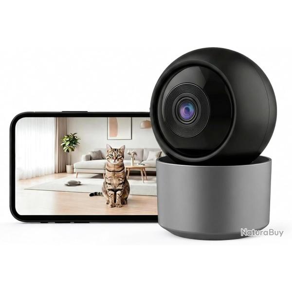 Cam�ra S�curit� Int�rieur -- Babyphone Animal B�b� 3MP 1296p Panoramique WiFi Double Bande 2.4/5GHz,