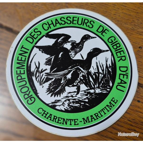 Autocollant chasse  , gibier d'eau.  Charente maritime