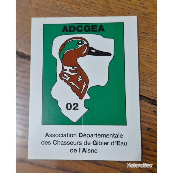 Autocollant chasse  , gibier d'eau ,  aisne