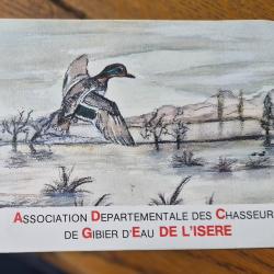 Autocollant chasse  , gibier d'eau ,  isere