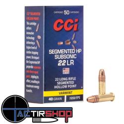 Munitions CCI Segmented HP Subsonic 22lr 40gr boites de 50