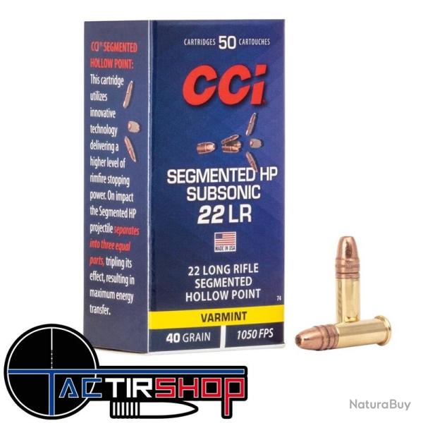 Munitions CCI Segmented HP Subsonic 22lr 40gr boites de 50