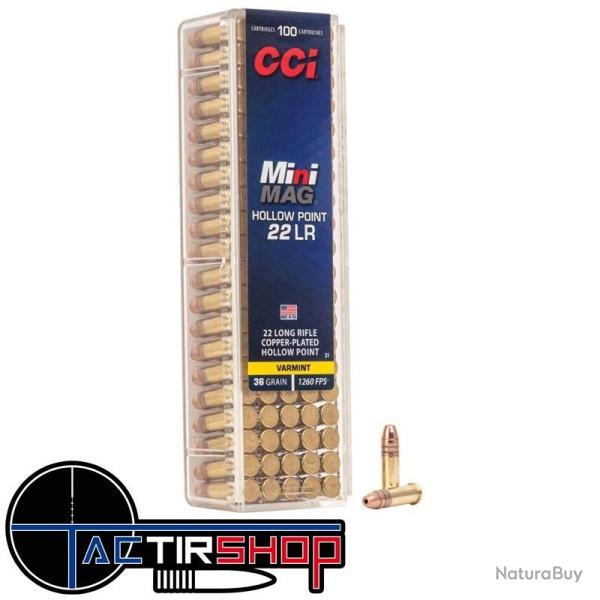 Munitions CCI Mini Mag HP 22lr 36 gr boites de 100