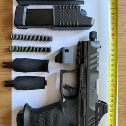 Walther PDP Pro compact SD complet avec compensateur, ressort de rappel DPM et point vert Holosun