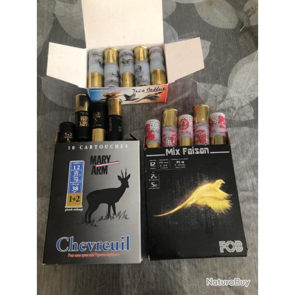 LIVRAISON OFFERTE  3 boites cartouches 3x10 duo trio  fob mary jocker 12/70pl 1+2,7+5nk,6+7+8