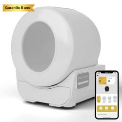 Liti&egrave;re Automatique XXL Petlux V3 - Bac &agrave; Liti&egrave;re Autonettoyant pour Chat - Blanche