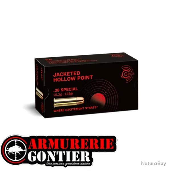 Munitions Geco 38 sp�cial JACKETED HOLLOW POINT 158 gr boite de 50