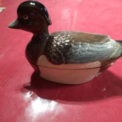 CANARD EN FAIENCE VIDE POCHE OU AUTRE "Sign&eacute;"