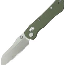 Couteau Pliant GEO Knife Komodo Lame Acier M390 Manche G10 Vert Crossbar Lock GEO2509I
