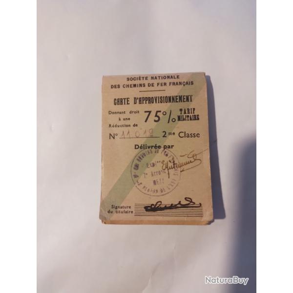 carte d approvisionnement SNCF reduction 75% en 2em classe