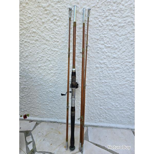 Canne � lancer bois exagonale marque Oc�an , moulinet Columbian No6