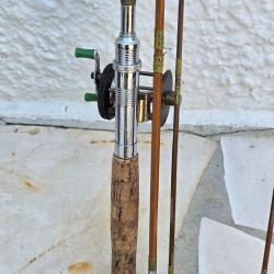 Canne &agrave; lancer exagonale bois marque Oc&eacute;an plus moulinet Gador