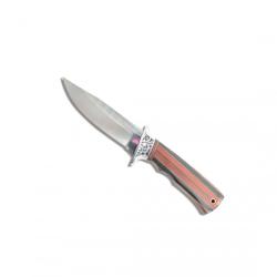 Couteau fixe style chasse Red Wood - Manche bois et m&eacute;tal