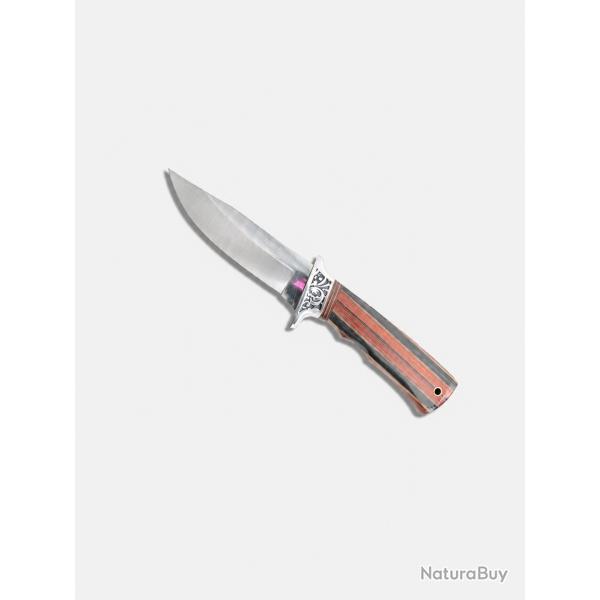 Couteau fixe style chasse Red Wood - Manche bois et m�tal