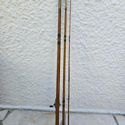 Canne &agrave; lancer bois et laiton plus moulinet Peerless