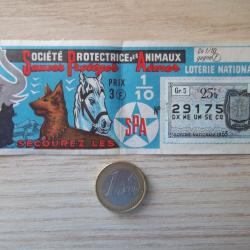 Billet Loterie Nationale 1963 SPA Secourez les animaux