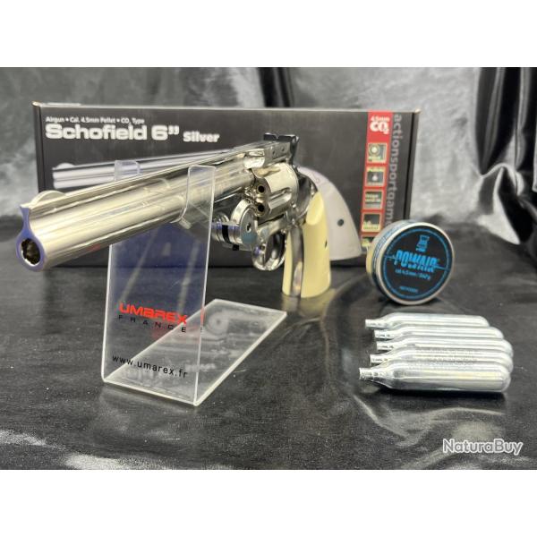 Pack pr�t � tirer REVOLVER "SCHOFIELD 6" - IVORY FULL METAL - Cal. 4.5 PLOMBS - CO2