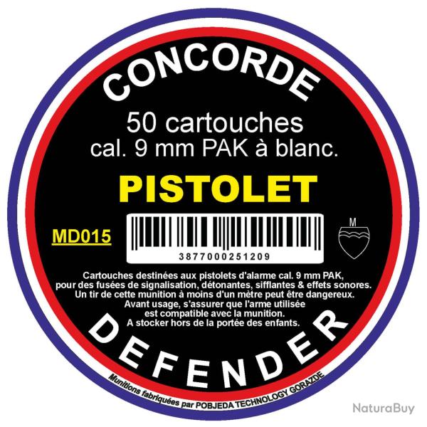 BO�TE DE 50 CARTOUCHES CAL. 9 MM PAK � BLANC