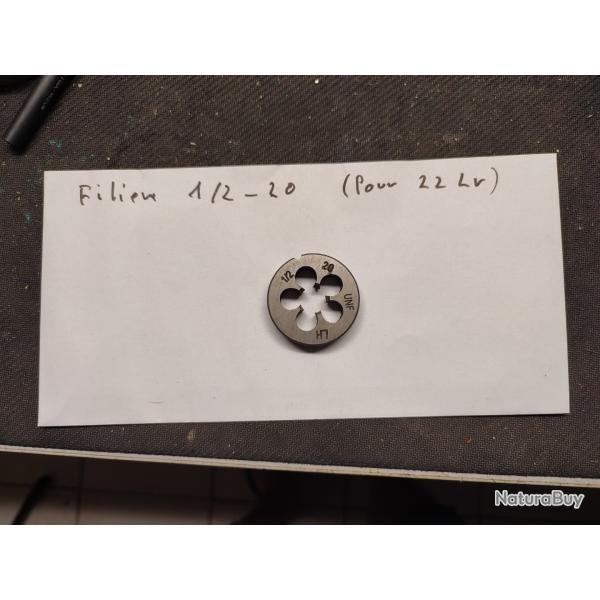 Fili�re  1/2-20  Unef , pour filetage des caches flammes   des carabine 22 lr  bon �tat