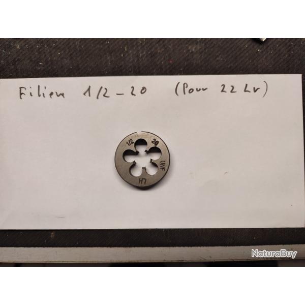 Fili�re   1/2-20  Unef , pour filetage des caches flammes   des carabines 22 Lr