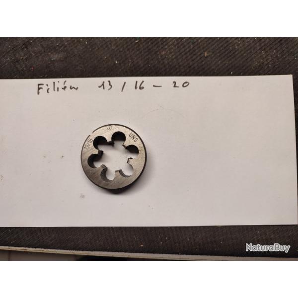 Fili�re  13/16-20  ,pour filetage de canon surpresseur et silencieux USA