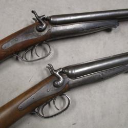 Lot de 2 Fusils HUSQVARNA mod&egrave;le 1877, Cal 16 &agrave; chiens, &agrave; 1 euro sans prix de r&eacute;serve!!!