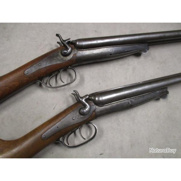 Lot de 2 Fusils HUSQVARNA mod�le 1877, Cal 16 � chiens, � 1 euro sans prix de r�serve!!!