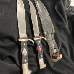 Couteau bowie Solingen avec fourreau, et poignard Rostfrei Solingen type scouts