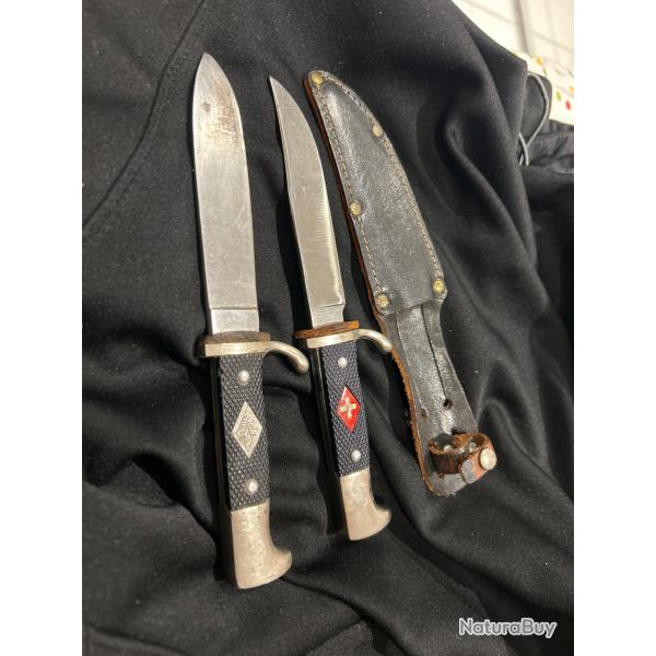 Couteau bowie Solingen avec fourreau, et poignard Rostfrei Solingen type scouts