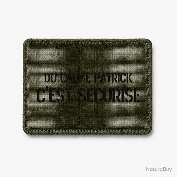 Patch DU CALME PATRICK, C'EST S�CURIS� - Olive / Noir