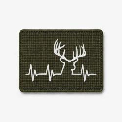 &Eacute;cusson Chasse - Battement de coeur "CERF" - Olive / Blanc