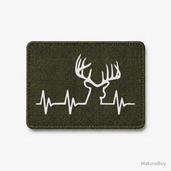 �cusson Chasse - Battement de coeur "CERF" - Olive / Blanc
