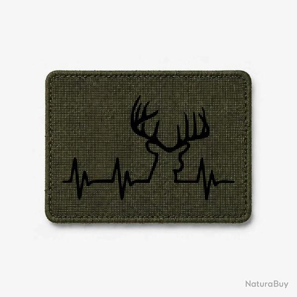 �cusson Chasse - Battement de coeur "CERF" - Olive / Noir