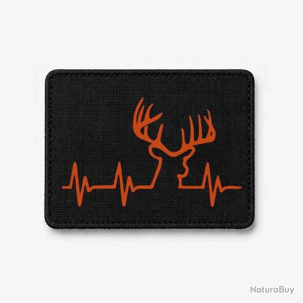 �cusson Chasse - Battement de coeur "CERF" - Noir / Orange