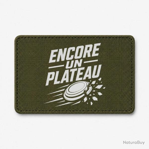 Patch Ball Trap - Encore un plateau - Slogan passion - Olive / Blanc