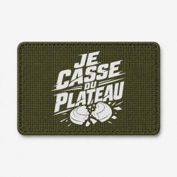 Patch Ball Trap - Je casse du plateau - Slogan tireur - Olive / Blanc