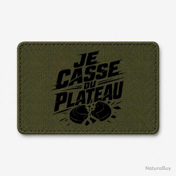 Patch Ball Trap - Je casse du plateau - Slogan tireur - Olive / Noir