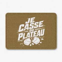 Patch Ball Trap - Je casse du plateau - Slogan tireur - Coyote / Blanc