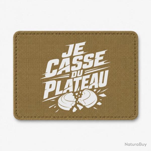 Patch Ball Trap - Je casse du plateau - Slogan tireur - Coyote / Blanc