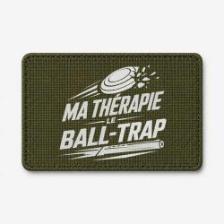 Patch Ball Trap - Ma th&eacute;rapie, le Ball Trap - Humour - Olive / Blanc